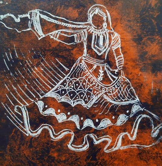 Kalbelia Dancer, painting by Namrata Bothra