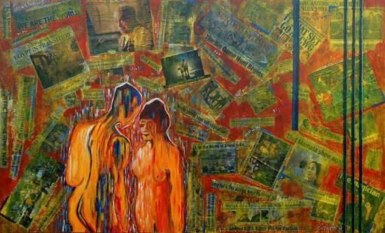 Love in Times of 24X7 news - I, painting by Shubhra Chaturvedi