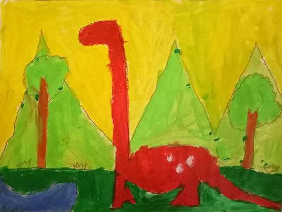 Dinosaur, painting by Aarav Kanekar