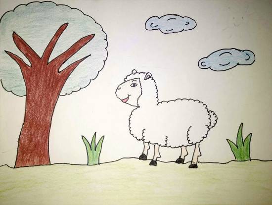 Painting  by Ananya Satish Pisharody - Sheep
