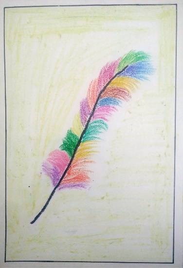 Multi coloured feather, painting by Ananya Satish Pisharody