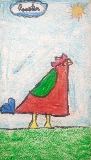 Rooster, painting by Ananya Satish Pisharody