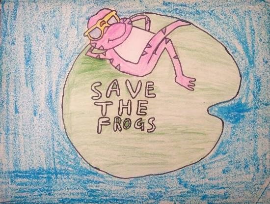 Save the Frogs, painting by Ananya Satish Pisharody