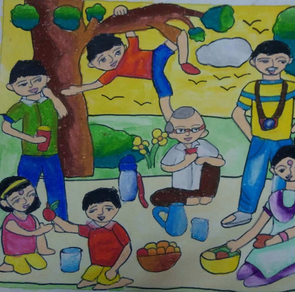 Painting  by Antara Shivram Desai - Family Picnic