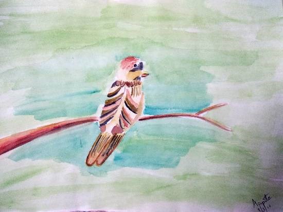 Sweet Sparrow, painting by Arpita Bhat
