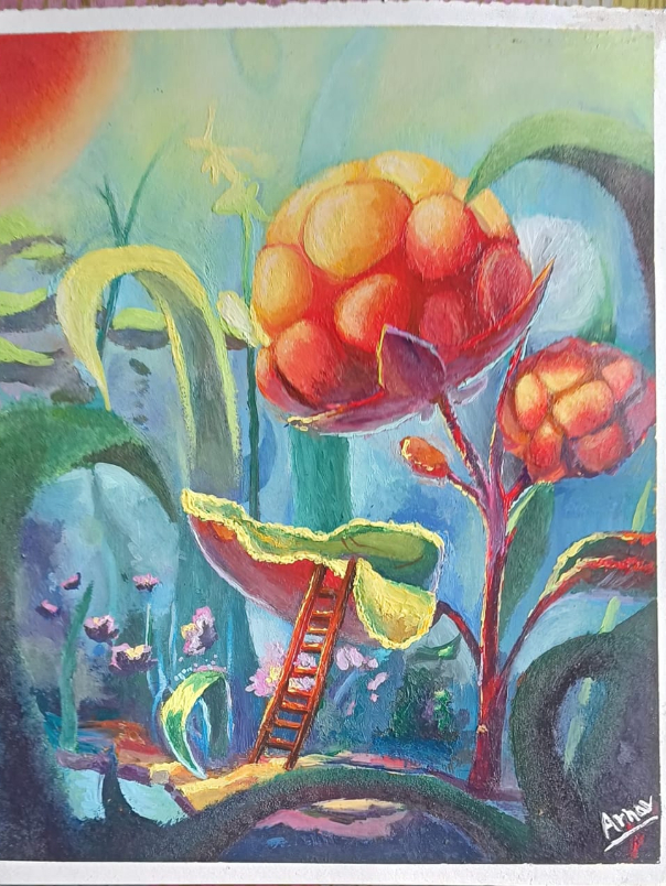 Painting  by Arnav Alok - Red fruit flower