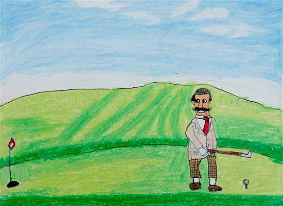 Painting  by Indraneel Naik - A beautiful day with golf