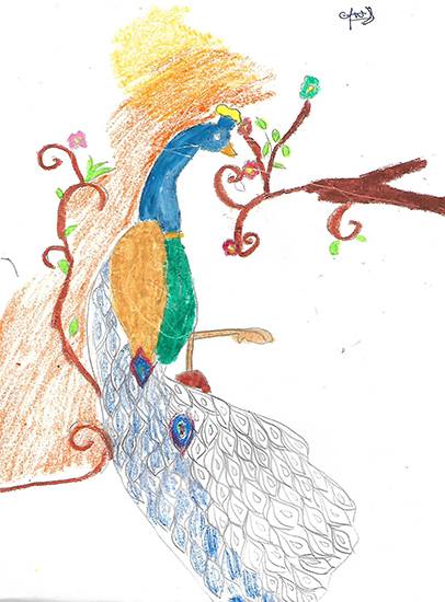 Painting  by Isha Bhattacharjee - Wildlife National Bird