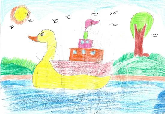 Duck 2, painting by Isha Bhattacharjee