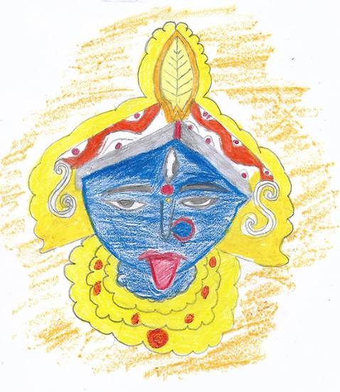 Durga Maa, painting by Isha Bhattacharjee