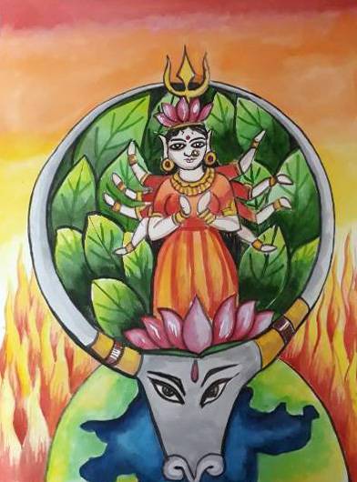 Painting  by Jeeban Purohit - Devi