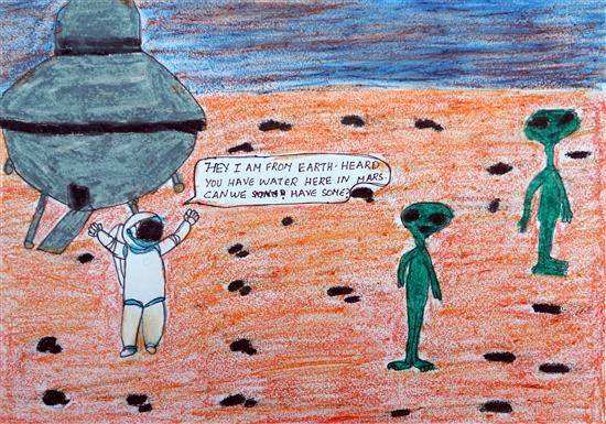 Painting  by Karthik H Unnithan - To mars for water science