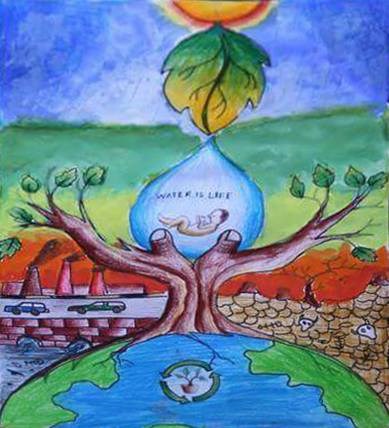 Water is life, painting by Ravi Kumar