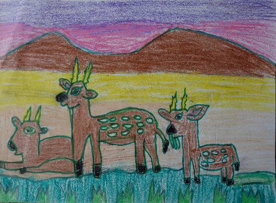 Painting  by Yug Soni - Deers