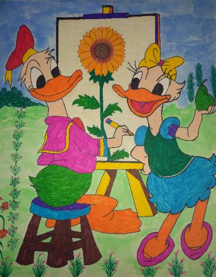 Painting  by Uma Maharana - Donald Ducks