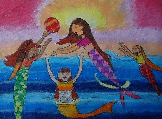 Mermaids, painting by Mahee Kaushik Desai