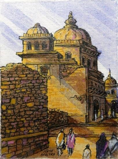Ruins - 2, painting by Natubhai Mistry