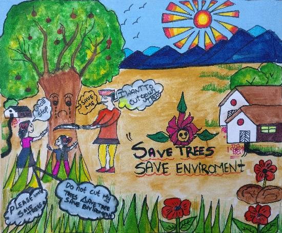 Save Trees, painting by S Shriya