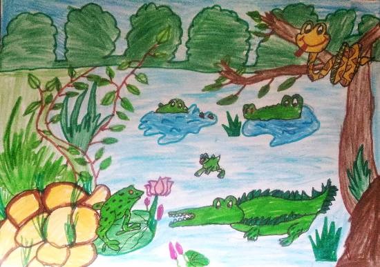 Reptiles kingdom, painting by Hanshal Banawar