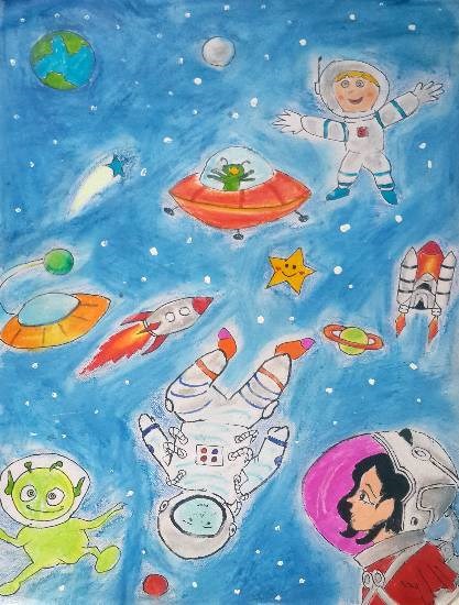 Space, painting by Anurag Bhattacharjee