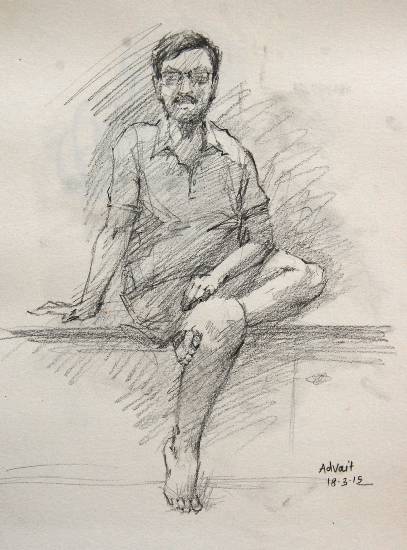 Painting  by Advait Kishor Nadavdekar - Sitting Man