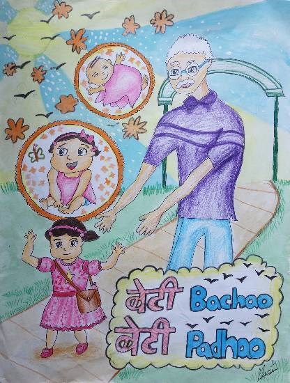 Beti Bachao Beti Padhoo, painting by Advait Ravi Sapkal