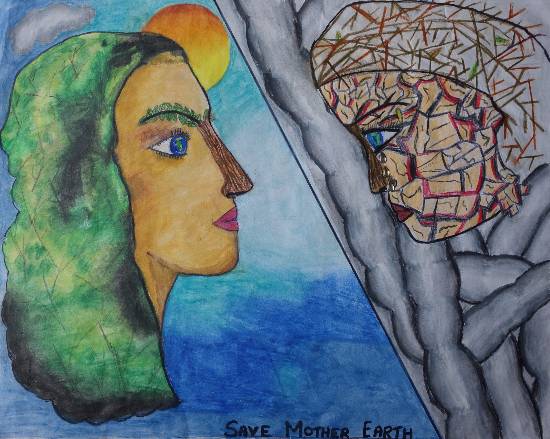 Painting  by Aishwarya Ramachandran - Save Mother Earth