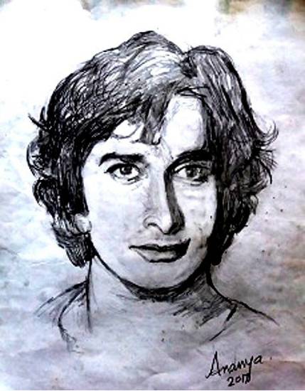 Painting  by Ananya Aloke - Portrait of Late actor Shashi Kapoor