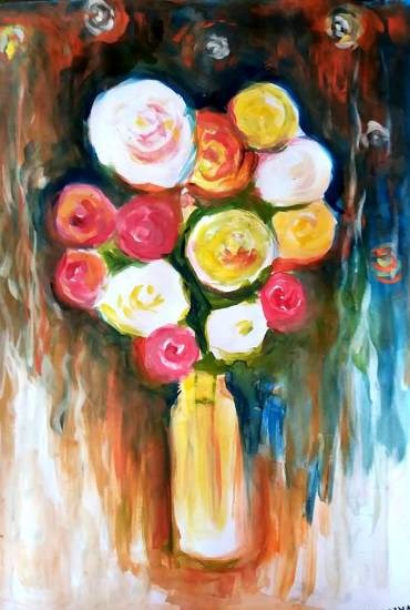 Flower vase, painting by Ananya Aloke