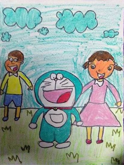 Doraemon, painting by Anaya Bhola