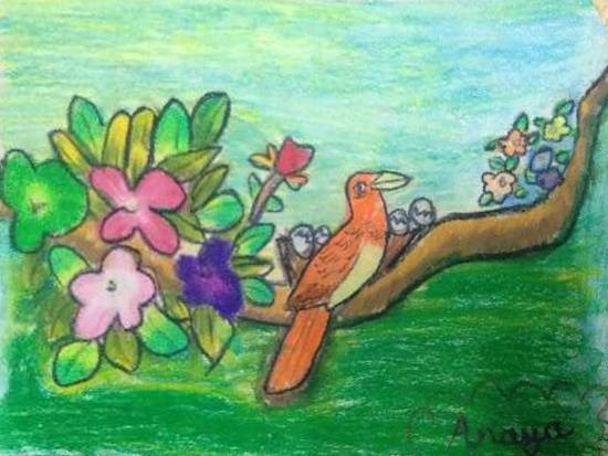 Bird, painting by Anaya Bhola