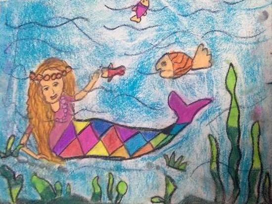 Mermaid, painting by Anaya Bhola