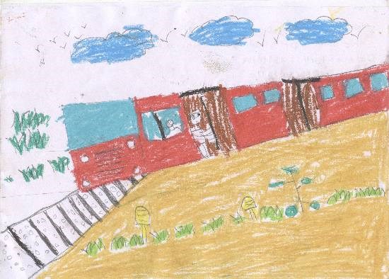 Train, painting by Durvang Chinchwade