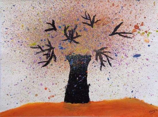 Autum Tree, painting by Niya Tejal Bhagat