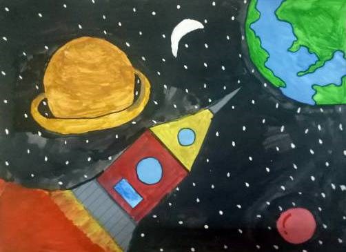 Outer space, painting by Varad Amol Kanade