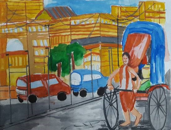 Street, painting by Arnav Dulal Ghosh