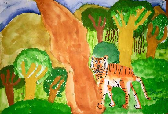 Painting  by Deeva Sajith Abraham - Tiger