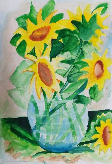 Painting  by Gargei Rahul Lavekar - Sunflower Vas