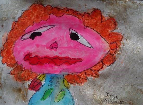 Orange haired Girl, painting by Ira Bandekar