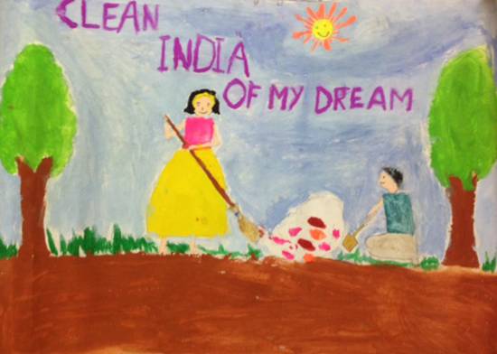 Painting  by Amulya Alatagi - Clean India