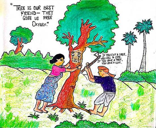 Painting  by Arpita Mandal - Save Trees