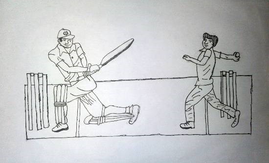 Cricket, painting by Ashutosh Jangam