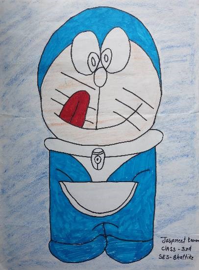 Doraemon, painting by Jaspreet Kaur