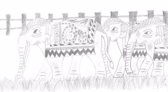 Painting  by Kalash Durgesh Desai - Elephants