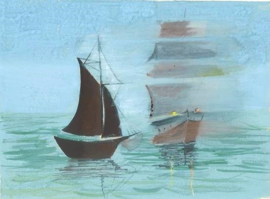 Boat, painting by Kalash Durgesh Desai