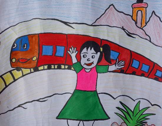 Painting  by Rajni  - My Journey by Train