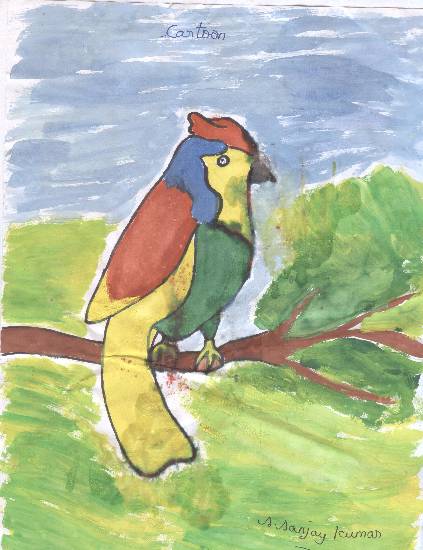 Painting  by S Sanjaykumar - Tree & Parrot