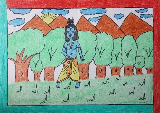Little Krishna, painting by Tammna 