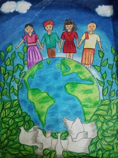 Painting  by Achira Shah - Save Trees, save Earth
