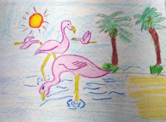 Painting  by Atharva Atish Jadhav - Flamingos
